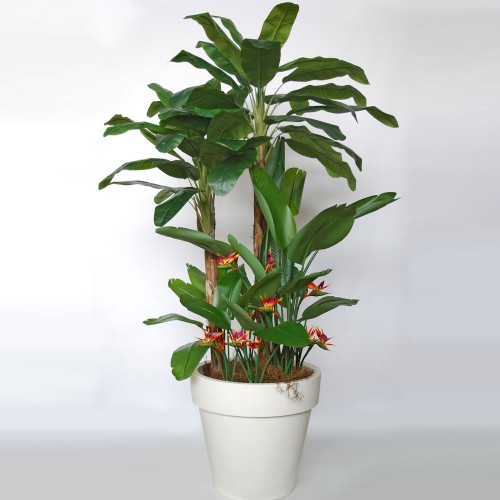 Planta semi-artificiala Ila, Banana Tropical Arrang Green Orange - 280 cm